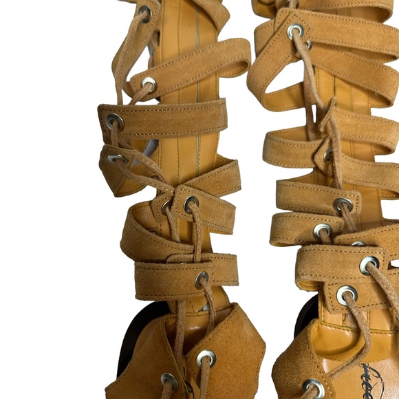 NEW Free People Sun Chaser Tall Gladiator Sandals 37 Orange - Picture 9 of 14